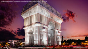 'L'Arc de Triomphe, Wrapped,' an art installation by Christo and Jeanne-Claude on September 24, 2021, in Paris, France