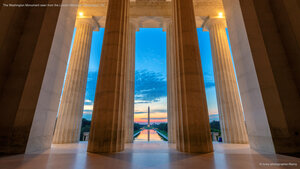 The Washington Monument seen from the Lincoln Memorial, Washington, DC