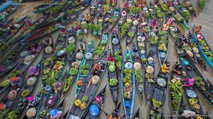 Lok Baintan Floating Market on the Martapura River in Indonesia
