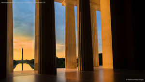 Washington Monument seen from Lincoln Memorial, Washington, DC