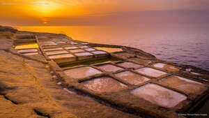 Salt evaporation ponds on the island of Gozo, Malta