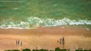 Aerial view of a sandy beach in Mangaluru, Karnataka
