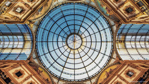 The glass dome of Galleria Vittorio Emanuele II, Milan, Italy