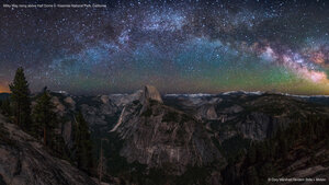 Milky Way rising above Half Dome in Yosemite National Park, California