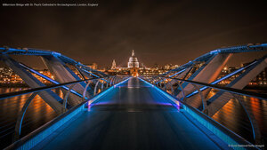 Millennium Bridge with St. Paul's Cathedral in the background, London, England