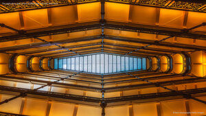 The eight-story open atrium of Milwaukee City Hall, Wisconsin