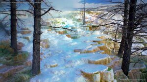 Minerva Terrace in Mammoth Hot Springs at Yellowstone National Park, Wyoming