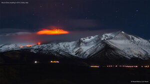 Mount Etna erupting in 2013, Sicily, Italy