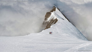 Mountaineers on the Balmhorn in the Bernese Alps of Switzerland