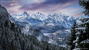 Neuschwanstein and Hohenschwangau castles, Bavarian Alps, Germany