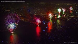 New Year’s Eve fireworks above the Sydney Harbour Bridge in Sydney, Australia