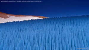 Nieve penitente ice formations seen on Agua Negra Pass in the Coquimbo Region of the Andes, Chile
