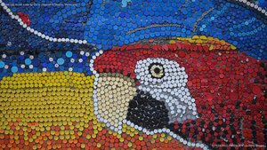 Bottle-cap mural made by Oscar Olivares in Guatire, Venezuela