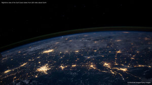 Nighttime view of the Gulf Coast states from 225 miles above Earth