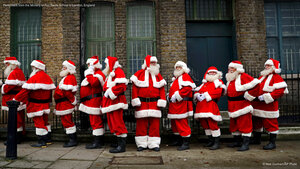 Performers from the Ministry of Fun Santa School in London, England