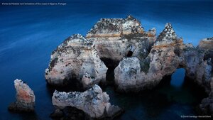 Ponta da Piedade rock formations off the coast of Algarve, Portugal