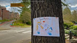 Poster for Teacher Appreciation Week by 12-year-old Caroline Holt, 7th-grade student at the Bush School, Seattle, Washington