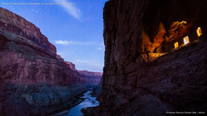 Ancestral Pueblo granaries at Nankoweap, Grand Canyon National Park, Arizona