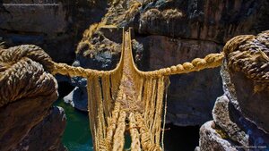 Q’iswa Chaka rope bridge over the Apurímac River, Peru