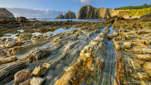 Quartzite formation, Playa del Silencio, Asturias, Spain