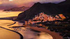 Vista del atardecer de San Andrés y Playa de Las Teresitas, Tenerife