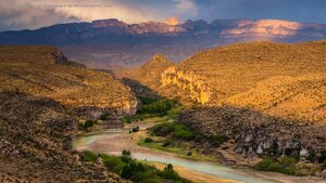 Rio Grande and Sierra del Carmen range in Big Bend National Park, Texas