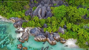 Rocks on Anse Source d'Argent beach, La Digue Island, Seychelles