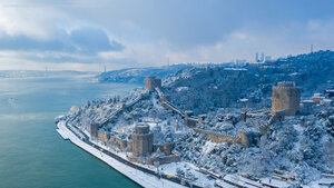 Rumelihisarı on the Bosporus Strait at Istanbul, Türkiye