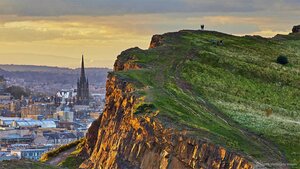 Salisbury Crags in Holyrood Park overlooking Edinburgh, Scotland
