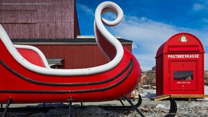Santa's giant sleigh and mailbox, Ilulissat, Greenland