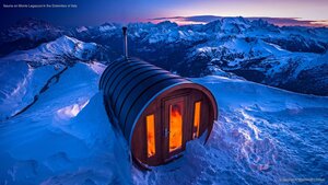Sauna on Monte Lagazuoi in the Dolomites of Italy