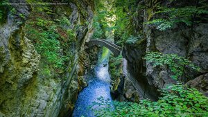 Saut du Brot stone bridge in the Areuse Gorge, Neuchâtel, Switzerland