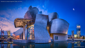 Anochecer en el Museo Guggenheim, Bilbao, País Vasco