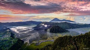 Smoldering Mount Bromo in East Java, Indonesia