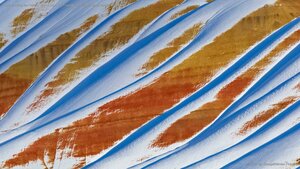 Snow covering the Painted Hills of John Day Fossil Beds National Monument in Oregon