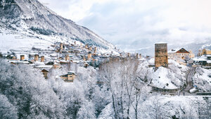 Medieval towers in Mestia, Upper Svaneti, Georgia