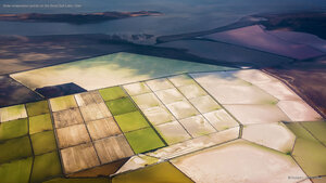 Solar evaporation ponds on the Great Salt Lake, Utah