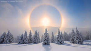 Halo around the sun, Ore Mountains, Saxony, Germany