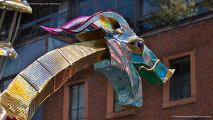 A large mechanical dragon at Saint George's Day celebrations