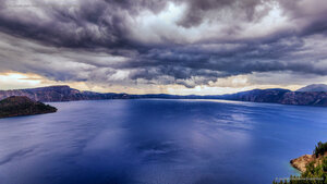 Storm clouds over Crater Lake National Park, Oregon