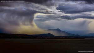 Stormy sky over Lake Geneva in Lausanne, Switzerland