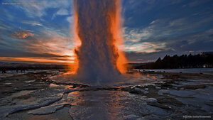 Strokkur geyser near the Hvítá River in Iceland