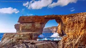 The Azure Window, a natural stone arch near Dwejra Beach, Gozo, Malta