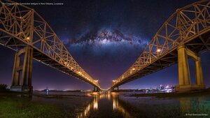The Crescent City Connection bridges in New Orleans, Louisiana