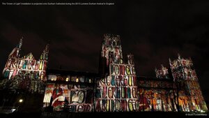 The 'Crown of Light' installation is projected onto Durham Cathedral during the 2013 Lumiere Durham festival in England