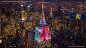 The Empire State Building lit up in honor of Pride Week in 2014, New York City