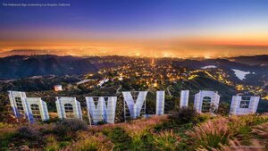 The Hollywood Sign overlooking Los Angeles, California