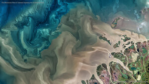 The Mackenzie River in Canada emptying into the Beaufort Sea