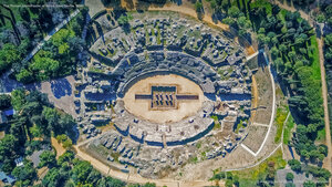 The Roman amphitheater of Itálica, near Seville, Spain