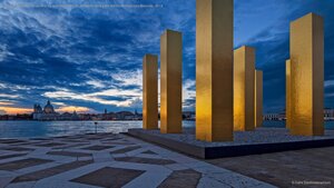The Sky Over Nine Columns, by artist Heinz Mack, exhibited during the Venice Architecture Biennale, 2014